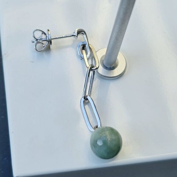 Dynasty ✦ Certified Jade Swirl Drops ✦ 925 Silver Marquise Earrings Green NWT - Picture 8 of 12